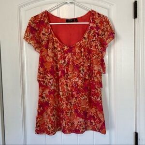 Apt 9 Orange & Red Short Sleeve Top Size Large